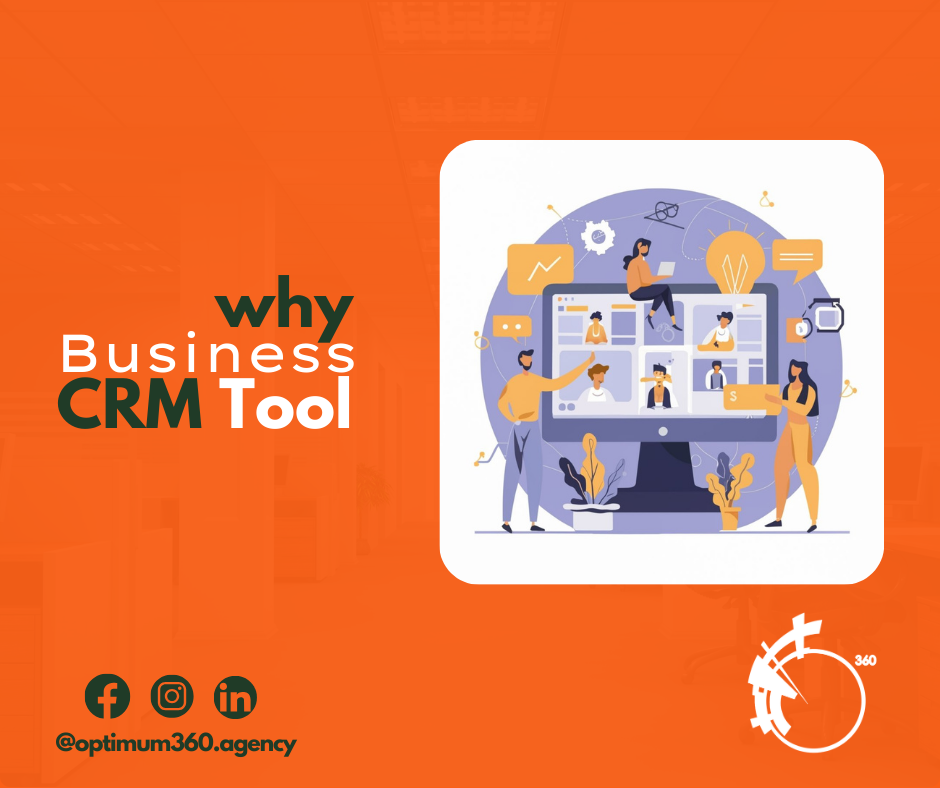 Graphics with text "why business CRM tools.