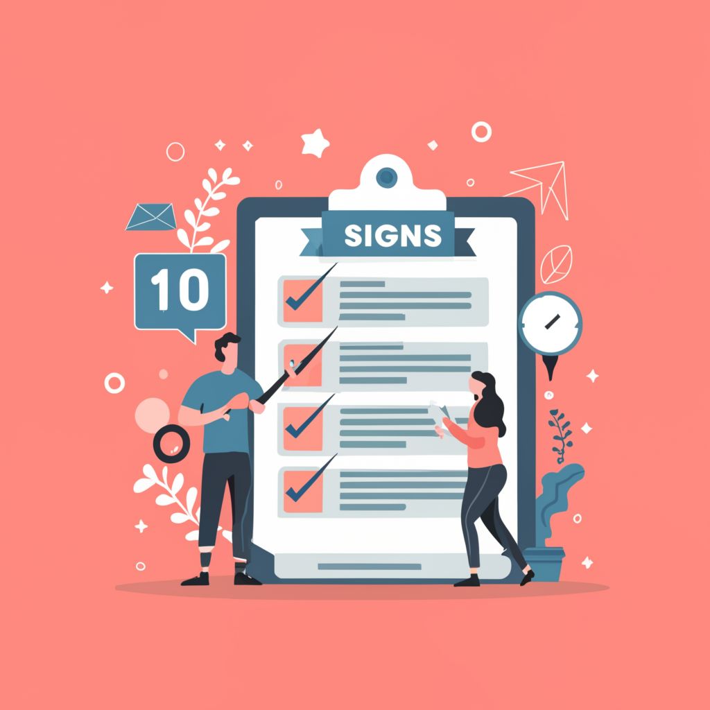 Graphics illustrating 10 signs you need an agency