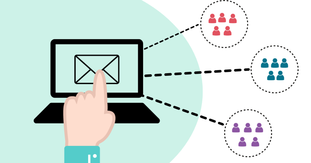 Graphics showing email sent through segmenting of audience